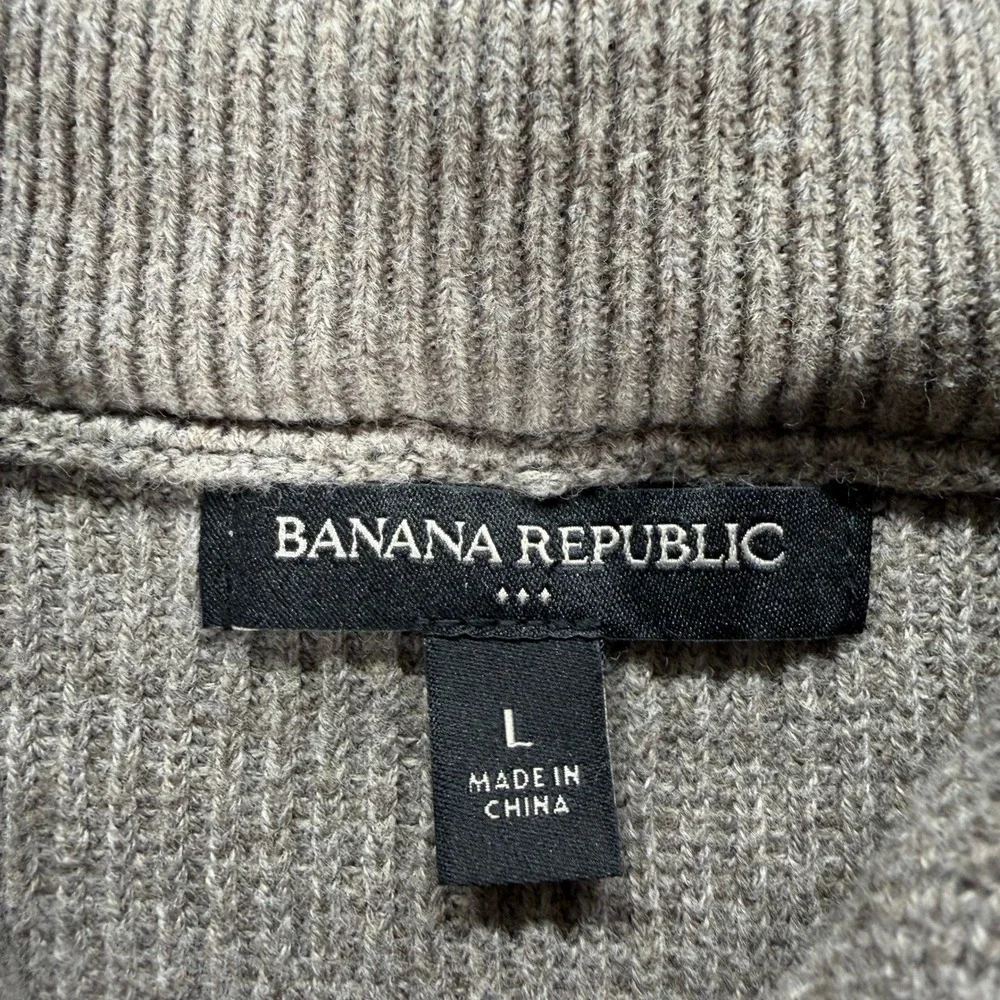 Banana Republic Mens Shawl Collar Ribbed Sweater Taupe Brown Large #4163